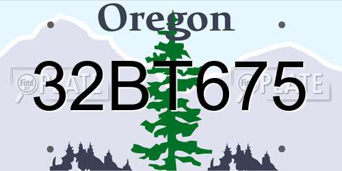 32BT675 Oregon License Plate