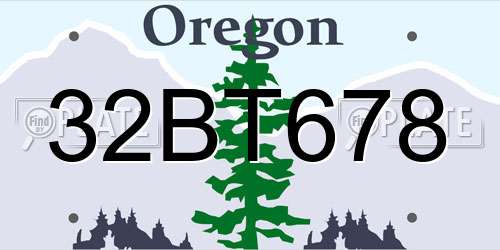 32BT678 Oregon License Plate