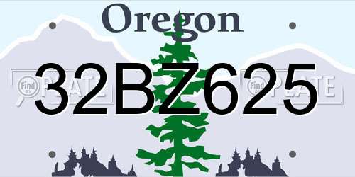 32BZ625 Oregon License Plate