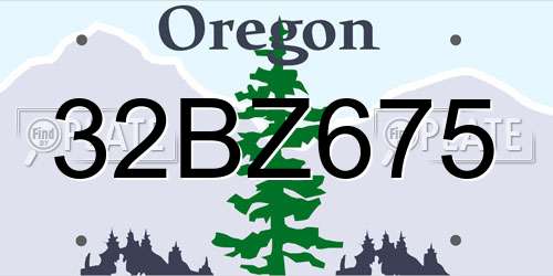 32BZ675 Oregon License Plate