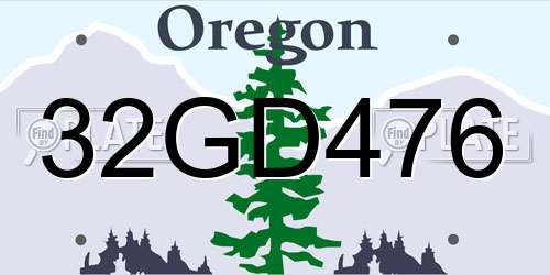 32GD476 Oregon License Plate