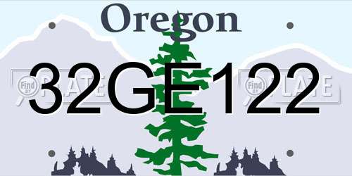 32GE122 Oregon License Plate