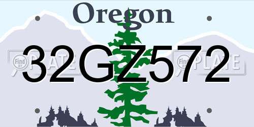 32GZ572 Oregon License Plate