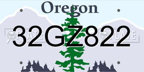 32GZ822 Oregon License Plate