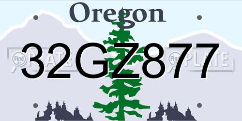 32GZ877 Oregon License Plate