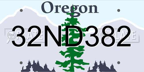 32ND382 Oregon License Plate
