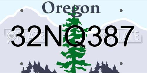 32NQ387 Oregon License Plate