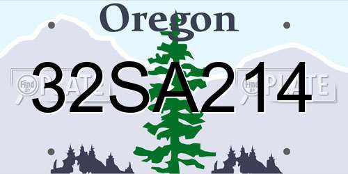 32SA214 Oregon License Plate