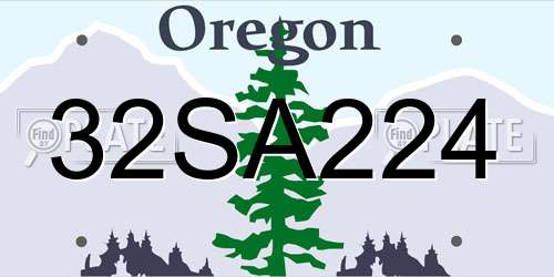 32SA224 Oregon License Plate