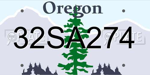 32SA274 Oregon License Plate