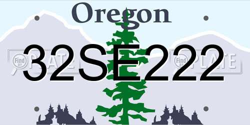 32SE222 Oregon License Plate