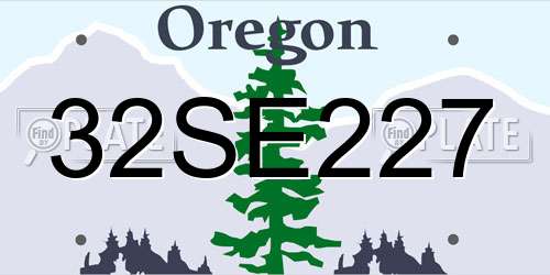 32SE227 Oregon License Plate