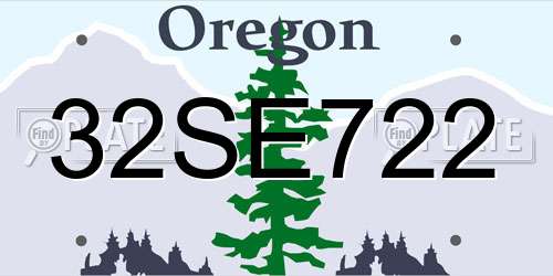 32SE722 Oregon License Plate