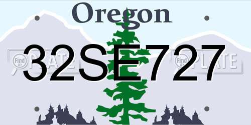 32SE727 Oregon License Plate