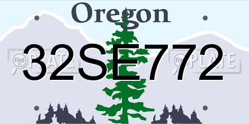 32SE772 Oregon License Plate