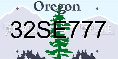 32SE777 Oregon License Plate