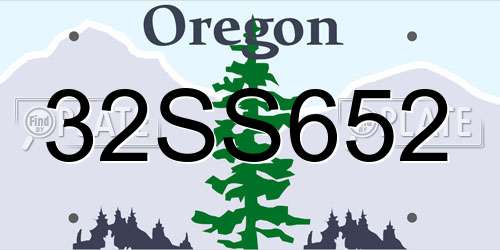 32SS652 Oregon License Plate