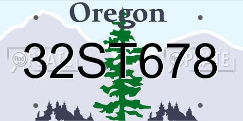 32ST678 Oregon License Plate