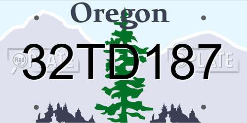 32TD187 Oregon License Plate