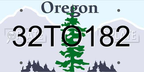 32TO182 Oregon License Plate