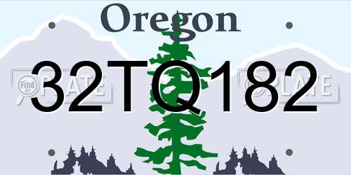 32TQ182 Oregon License Plate