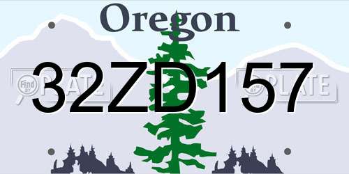 32ZD157 Oregon License Plate