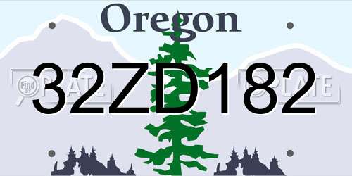 32ZD182 Oregon License Plate