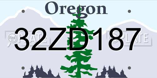 32ZD187 Oregon License Plate