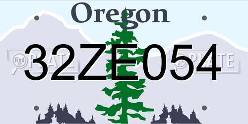 32ZE054 Oregon License Plate