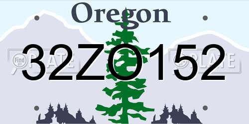 32ZO152 Oregon License Plate