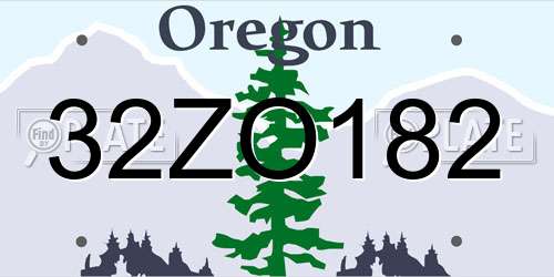 32ZO182 Oregon License Plate