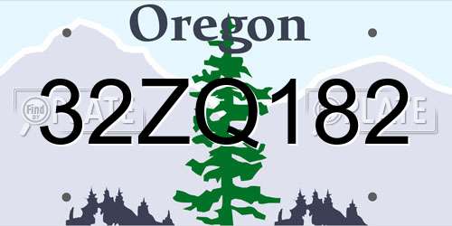32ZQ182 Oregon License Plate
