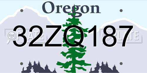 32ZQ187 Oregon License Plate
