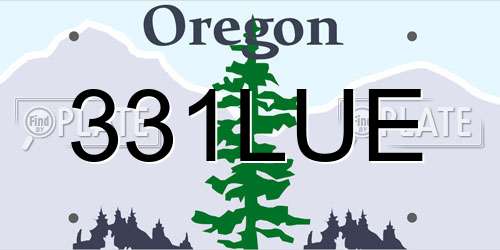 331LUE Oregon License Plate