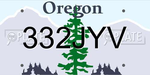 332JYV Oregon License Plate