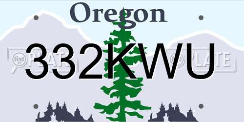 332KWU Oregon License Plate
