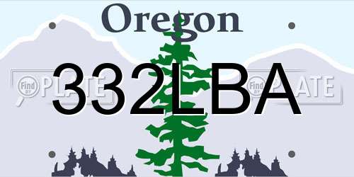 332LBA Oregon License Plate