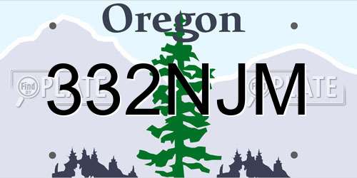 332NJM Oregon License Plate