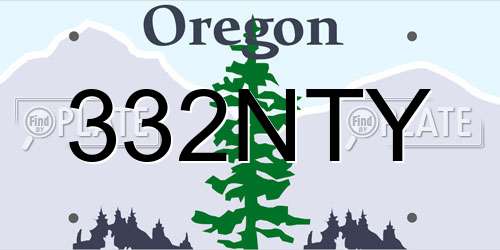 332NTY Oregon License Plate