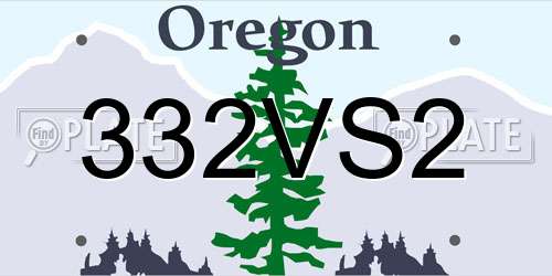 332VS2 Oregon License Plate