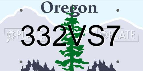 332VS7 Oregon License Plate