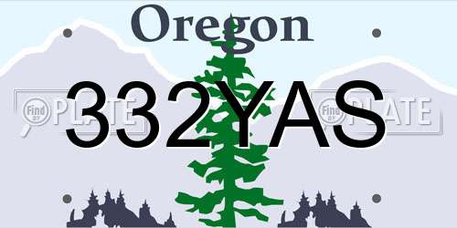 332YAS Oregon License Plate