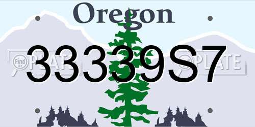 33339S7 Oregon License Plate