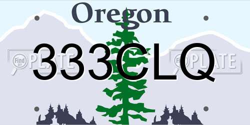 333CLQ Oregon License Plate