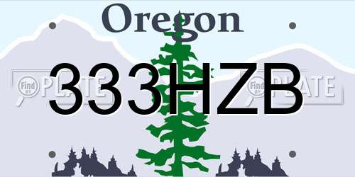 333HZB Oregon License Plate
