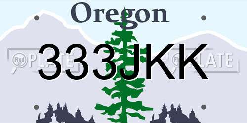 333JKK Oregon License Plate