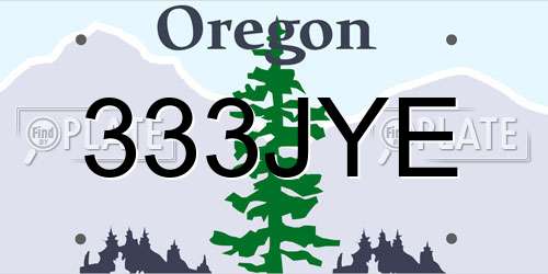 333JYE Oregon License Plate
