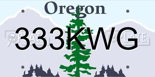 333KWG Oregon License Plate