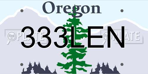 333LEN Oregon License Plate