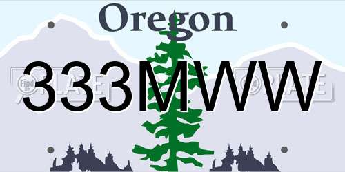 333MWW Oregon License Plate